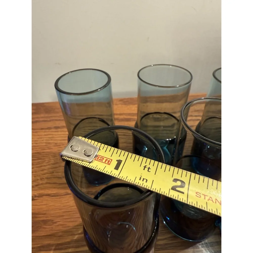 Pier 1 RETIRED Blue Glass‎ Hand Blown Double Dipped Shot/Cordial Glasses Barware